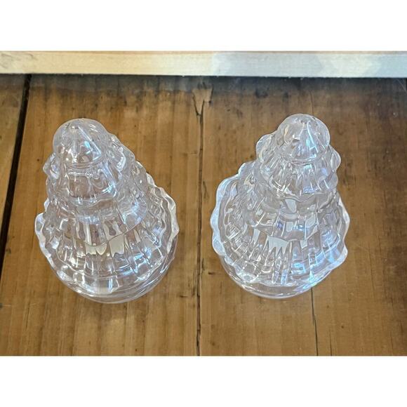 Set of Vintage Clear Plastic Christmas Tree Salt/Pepper Shakers. Holiday Decor - Picture 3 of 6